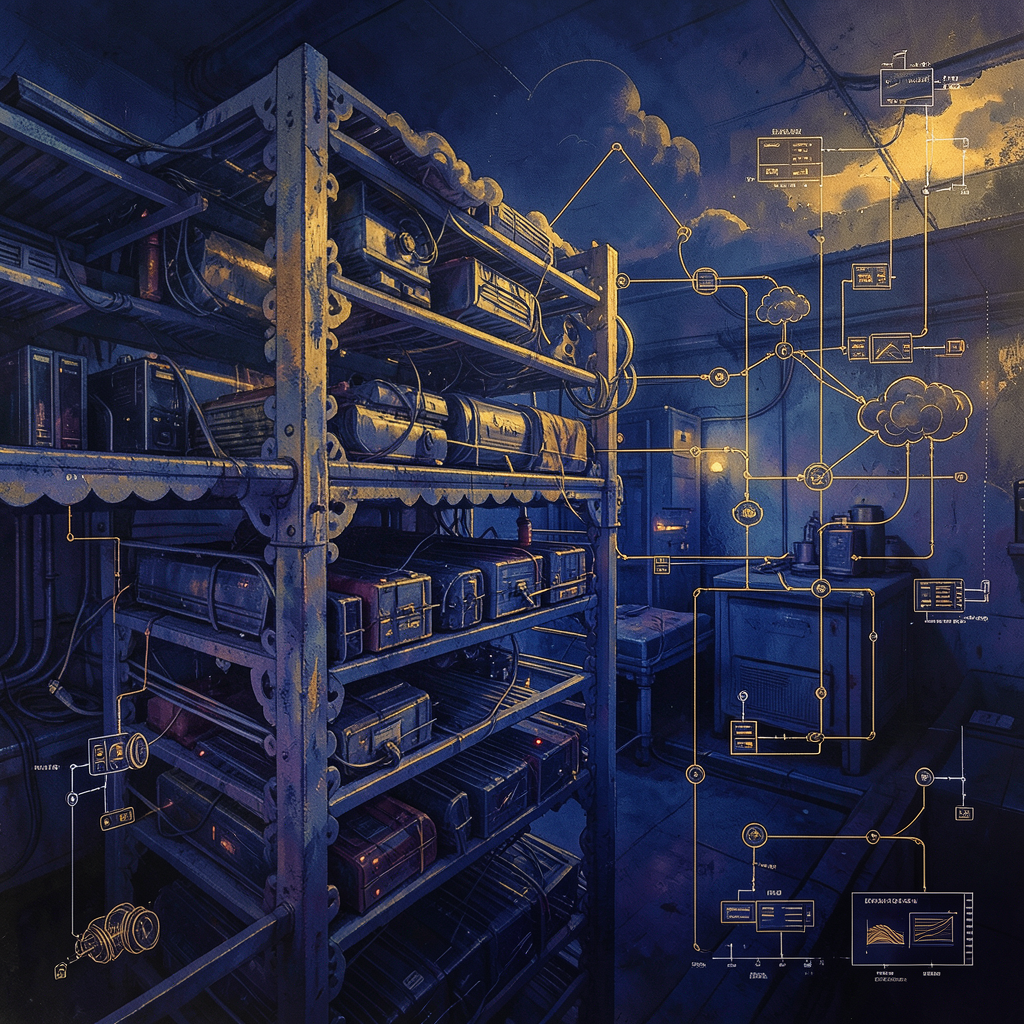 Abstract art of AI infrastructure layers connected into one deployable system