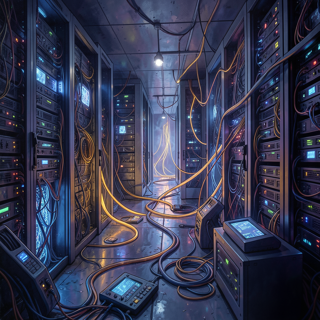 Abstract depiction of CPUs orchestrating AI workloads across a data-center fabric
