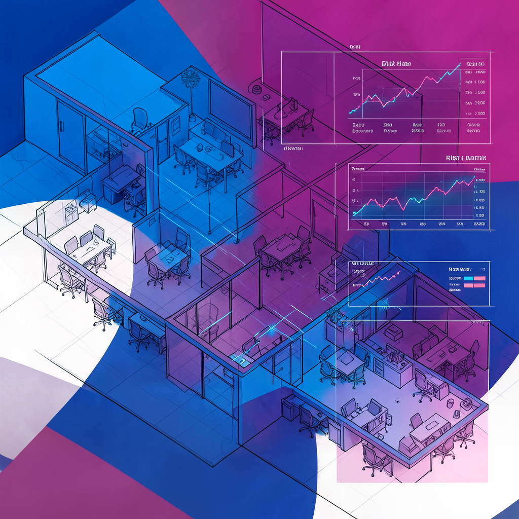 An organizational chart being actively rewritten by AI tools next to warning indicators